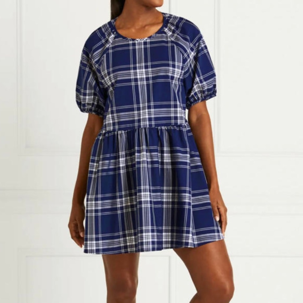Hill House Adeline Navy Plaid Checkered Mini Dress